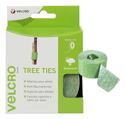 Velcro Marca Vel-ec60201 Lazos De Árbol, 50mm X 5m - Verde