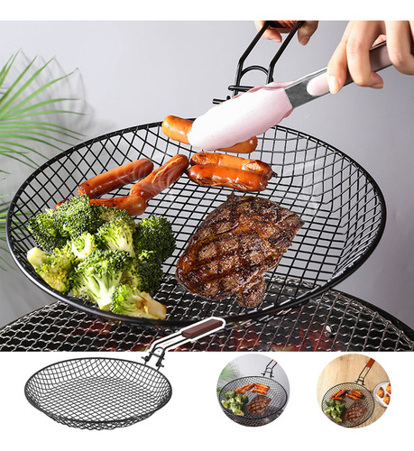 Cesta De Churrasqueira Dobrável De Aço Inoxidável F Barbecue