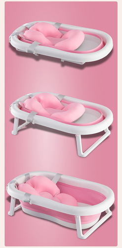 Almofada De Banho Para Bebê Banheira Segura Rápido Cor Rosa Liso