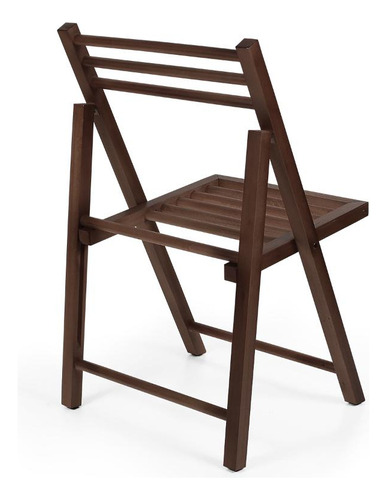 Cadeira Dobrável Retrátil Rústica Em Madeira Cor Imbuia