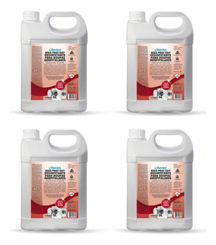 Kit C/ 4 Nixx Prof Oxy Desinfetante P/ Tecidos 5l Renko
