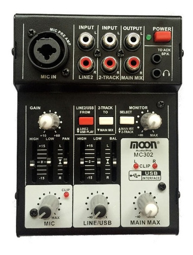 Consola Mixer Moon Mc302 Usb Portatil 3 Canales