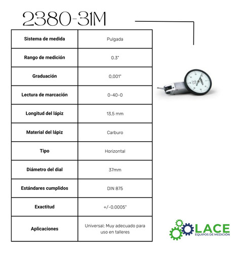 Indicador De Pestaña Insize 2380-31m