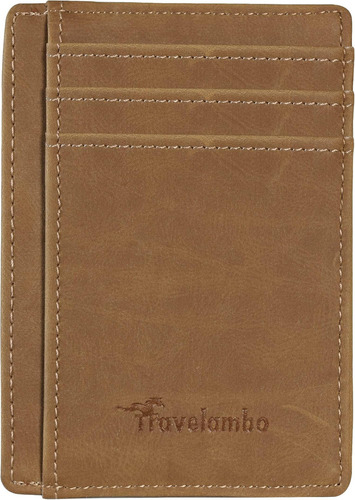 Travelambo Slim Wallet Bolsillo Frontal Cuero Minimalista Bl