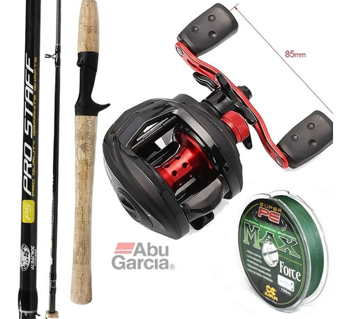 Kit Carretilha Abu Garcia Black Max 3 Vara Carbono Linha 