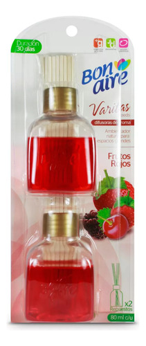 Set X2 Ambientadores Varitas Aroma Frutos Rojos 80ml