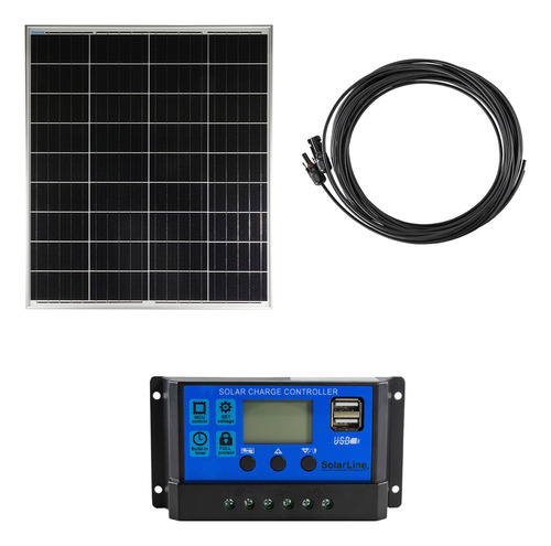 Kit Energia Panel Solar 100wp + Regulador 20a 12/24v + Mc4