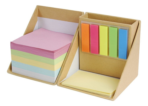 Set De Oficina Cubo Block Colores Etiquetas Adhesivas Promo