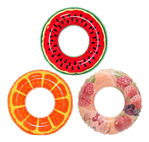 Anillo De Natación Inflable De 90 Cm, 3 Unidades, Color Frut