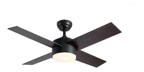 Ventilador De Techo 441 B Decorativo Modo Invierno Luz 24w Cantidad de aspas 4 Estructura Negro Aspas Madera Diámetro 112 cm Material de las aspas Madera enchapada