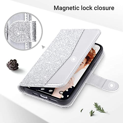 Funda Cartera Para iPhone 14 Pro Max Plata 6.7 Pulgada Pu Pi