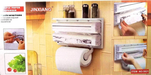 Imagen 4 de 10 de Triple Dispenser De Cocina Porta Rollo Papel Film Aluminio