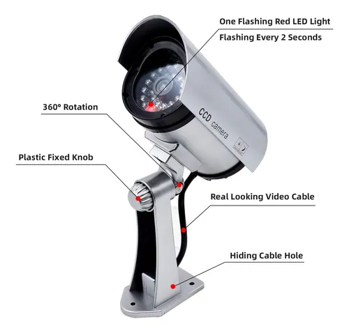 Falso Sistema De Vigilancia Impermeable Con Luces Led Pack 4