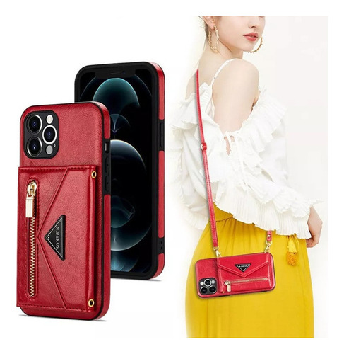 Funda De Piel Para iPhone Funda Tipo Cartera Con Correa