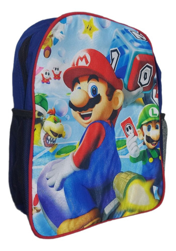 Morral Mario Bross Grande Escolar + Lonchera + Cartuchera