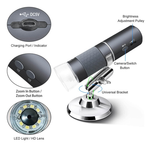 Microscopio Wifi Ninyoon 4k Para iPhone, Android, Pc, X, Usb