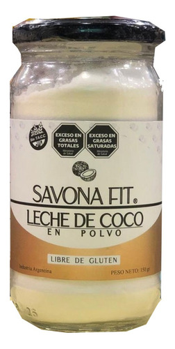 Leche De Coco En Polvo Savona Fit Frasco X150gr 