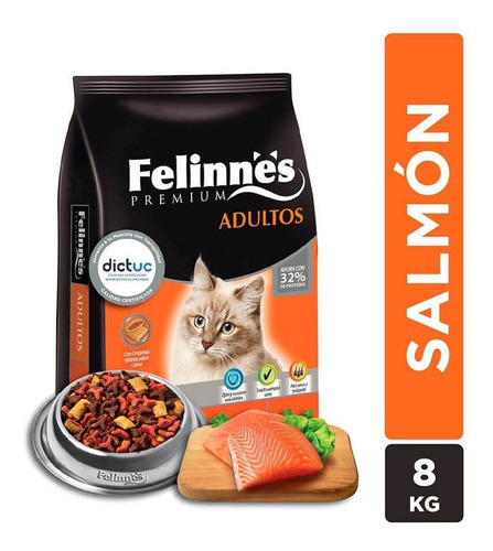 Alimento Gato Premi Adulto Salmon Felinnes 8kg(1 Saco)super