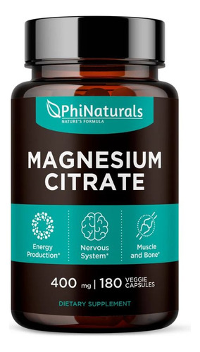 Citrato De Magnesio 400 Mg 180 Capsulas Phinaturals