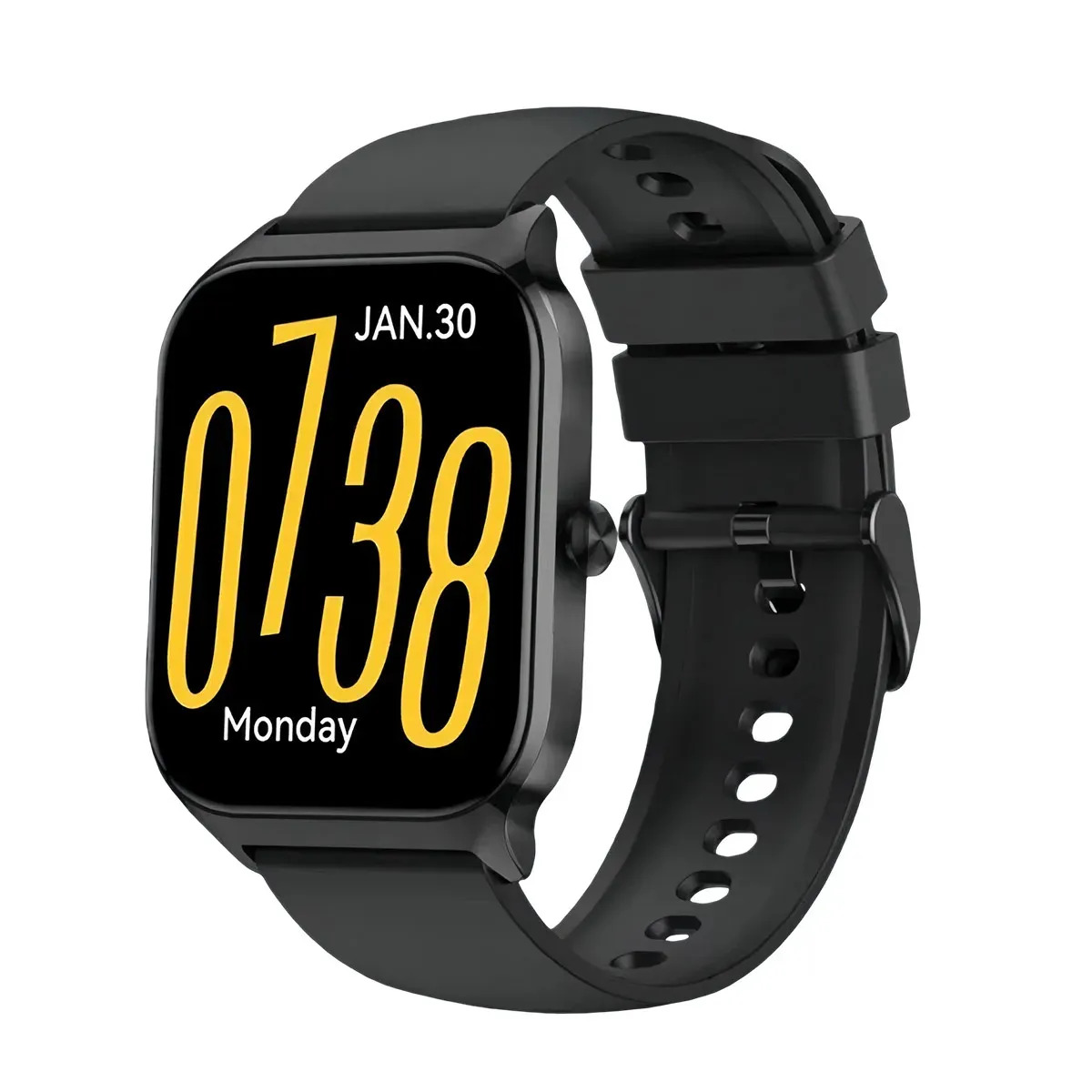 Smartwatch Jiditech Watch Relógio Inteligente Tela Quadrada Chamadas Bluetooth Monitor Cardíaco Sono 7 Dias Bateria 20 Modos Esportivos 2 Pulseiras Brinde Notificações Android iOS App, Preto