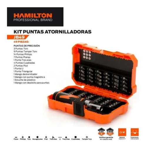 Juego Set Destornillad Puntas Precisión 49pcel Hamilton Jp49