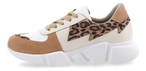 Zapatillas De Cuero Combinadas Mujer Urbanas Super Livianas