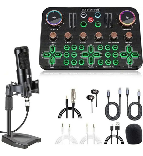 Micrófono De Condensador Bm800 V8 Kit Tarjeta De Sonido