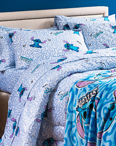 Jogo De Cama Solteiro 3 Peças Disney 100% Algodão Macio Cor Lilo Cool Desenho Do Tecido Liso