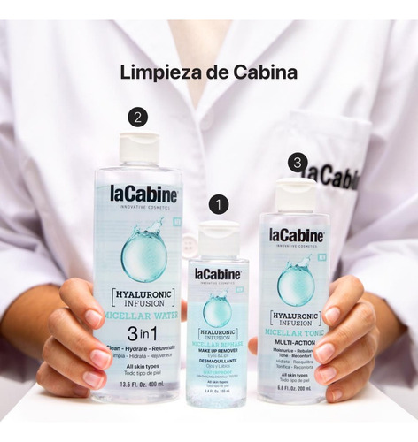 Agua Micelar Desmaquillante Acido Hialuronico Lacabine 400ml