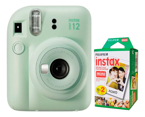 Camara Fujifilm Instax Mini 12 Verde + Pack De 20 Peliculas