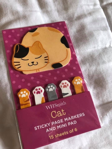 Cat Sticky Pages Markers Papelaria Inglesa Whsmith
