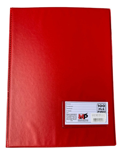 Pasta Catálogo Vermelha A4 Com 100 Envelopes Cor Vermelho