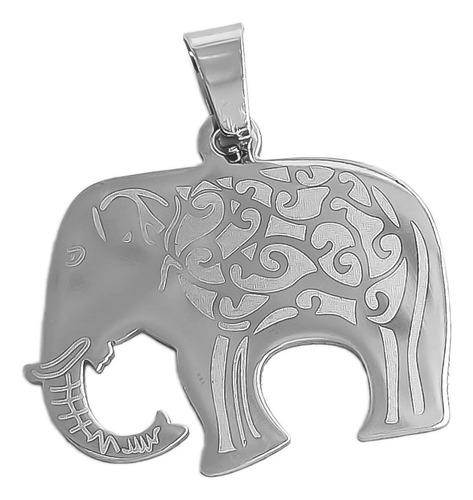 Dije Elefante Trompa Abajo Laser Modelo  Su  Acero C:7714