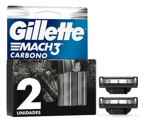 Gillette Mach3 Carbono Repuestos Máquina De Afeitar 2u.