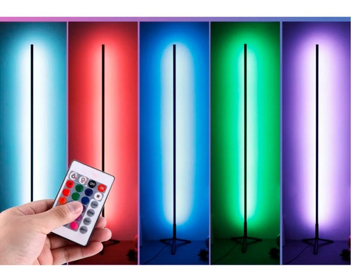 Lampara De Pie Esquinero Luz Led Usb Rgb Deco Control Remoto