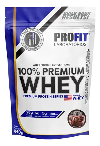 Whey Protein 100% Concentrado Premium 840g - Profit Sabor Brownie...
