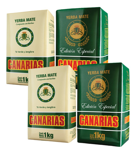 Yerba Canarias Mix Te Verde Jengibre Edicion Especial 4x1kg