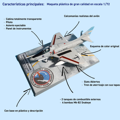 Avión A Escala Argentino Maqueta A-4 Q Skyhawk Coan Malvinas