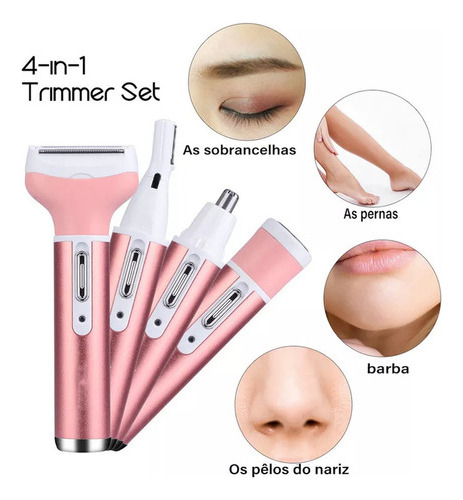 * 1 Depilador Elétrico Feminino Virilha 4 Em 1 Depilador