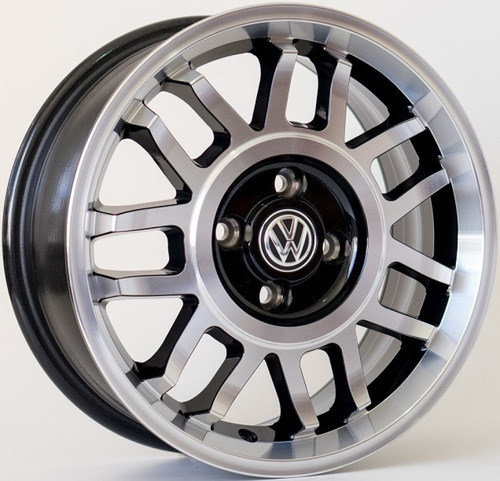 Par De Rodas Vw Snowflake Kr Aro15 4x100 (2un) +bicos Cor Preto Diamantado