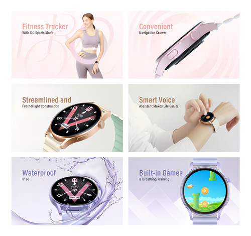 Smartwatch Kieslect Lora 2 Rosado 1.3 Con Llamadas 2 Correas
