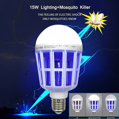 Ampolleta Led 2 En 1 Mata Mosquito Moscas Polillas Zancudos