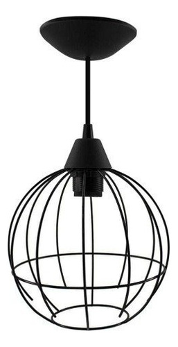 Pendente Lustre Bola Aramado Área Gourmet Churrasqueira Cor Preto 110V/220V (Bivolt)