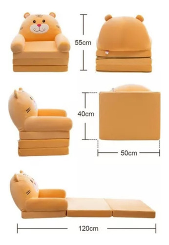 Sofá Plegable For Niños Pequeños, Sillón, Funda Lavable