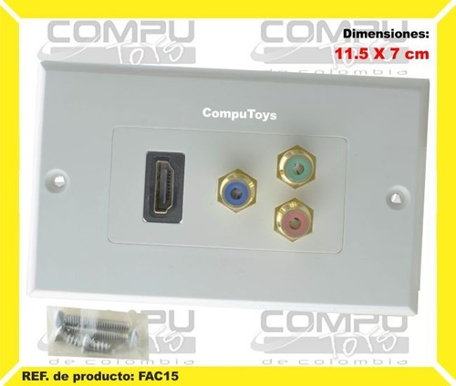 Faceplate 1 Puerto Hd Y 3 Rca Ref: Fac15 Computoys Sas