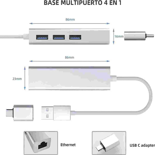 2pcs Adaptador Ethernet Usb Tipo C 3.0 A Rj45 Para Macbook Pro