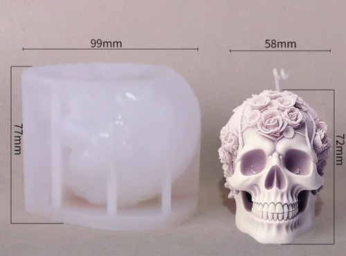 Molde Velas Cráneo Calavera Flores Día De Muertos Halloween