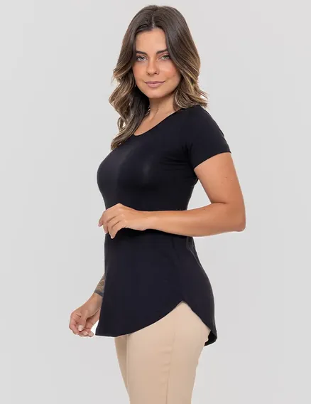 Blusa Alongada Comprida Tapa Bum-bum Feminina Básica Premium