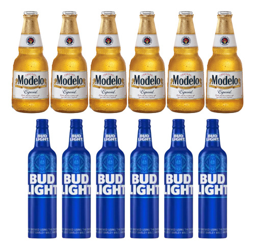 Kit 12 Cerveja Importada 6 Bud Light 6 Modelo Eua E Mexicana