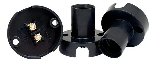 Kit 10 Soquetes E14 Preto Com Base Teto Lâmpada E-14 Bivolt